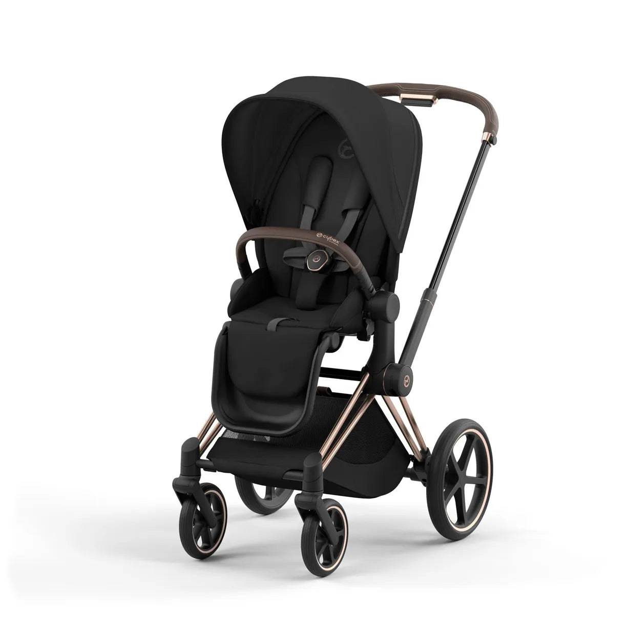 Cybex Priam IV Rosegold 2-in-1 Stroller – Sepia Black (with Lux Carry Cot)